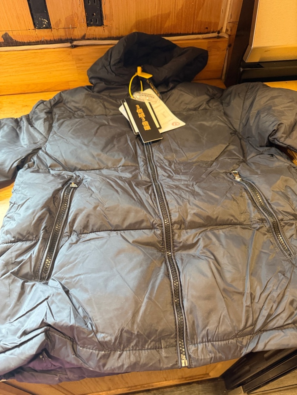 Superdry kids Black Hooded Puffer Jacket